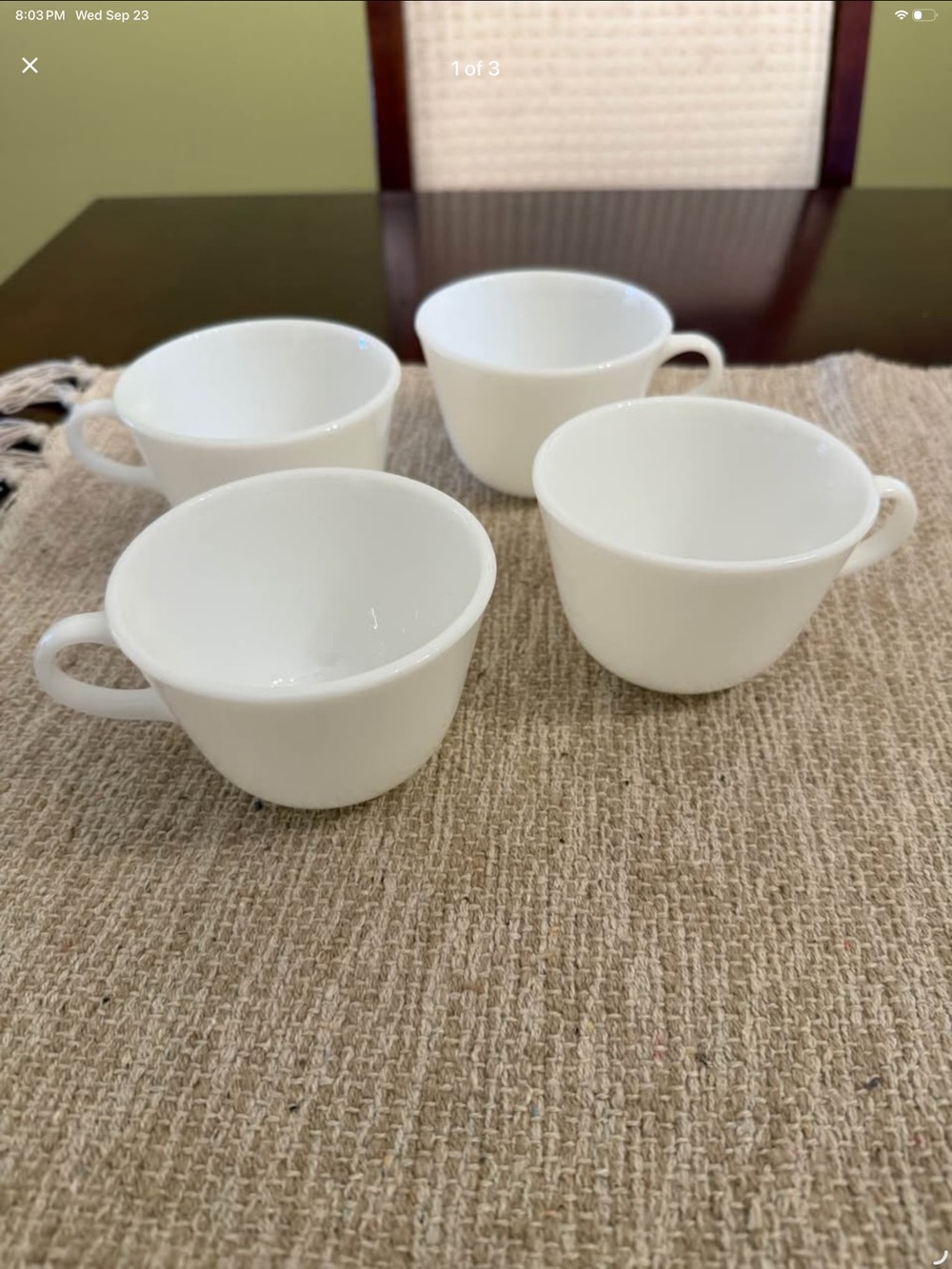Vintage Corning Opal Milk Glass Cups - Set of 4